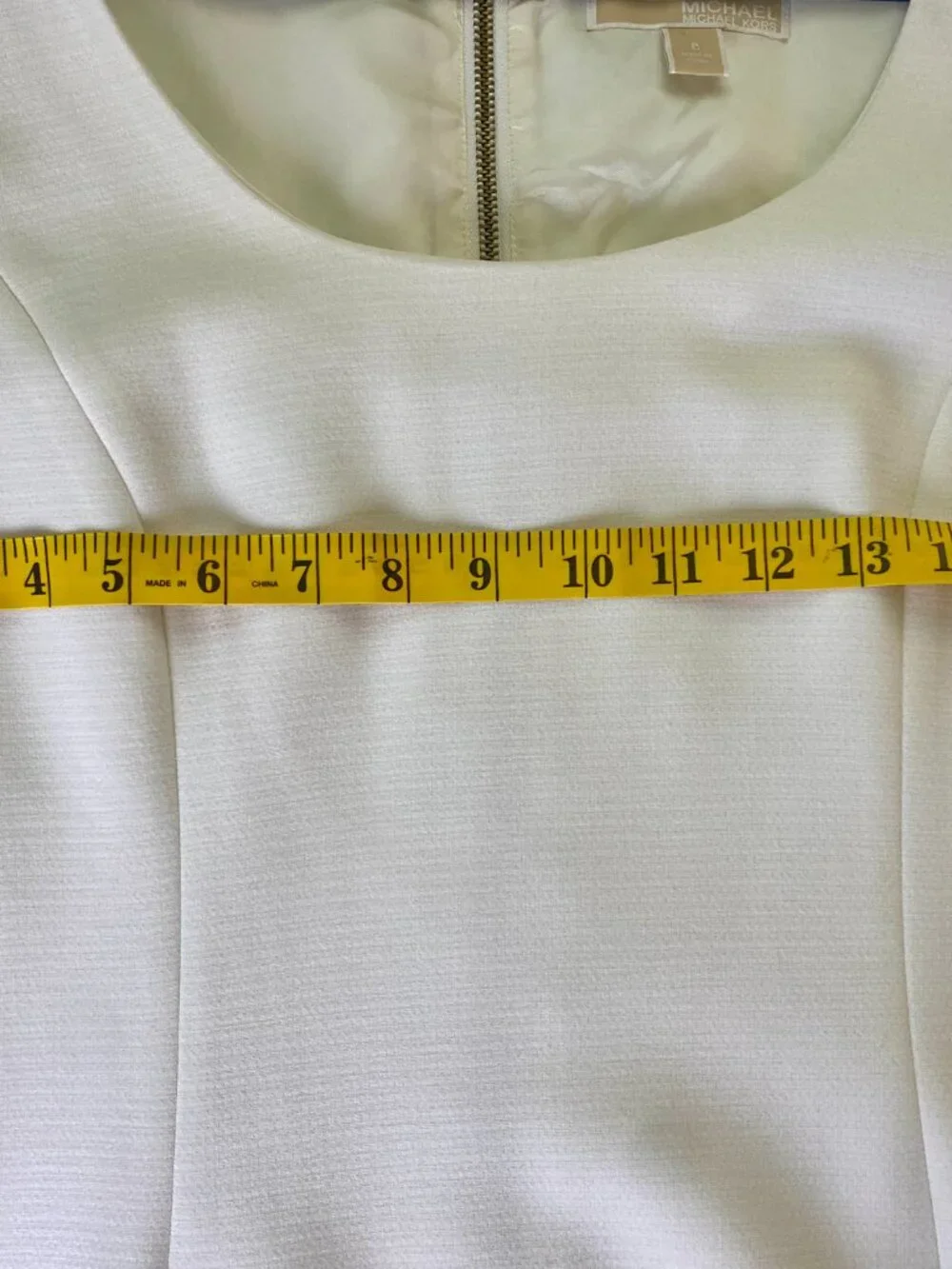 Michael Kors Womens Cream Dress Size 8 With Gold Zipper Detail